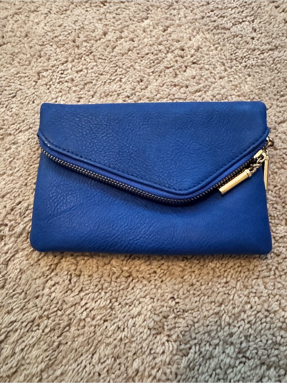 Cobalt Blue Envelope Zipper Convertible Clutch Bag